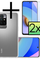 NoXx Hoes Geschikt voor Xiaomi Redmi 10 2022 Hoesje Cover Siliconen Back Case Hoes Met 2x Screenprotector - Transparant