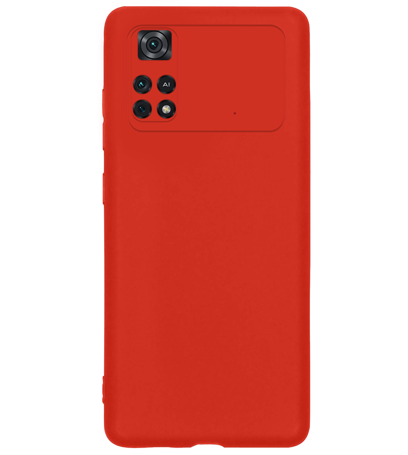 BASEY. Hoes Geschikt voor Poco M4 Pro 4G Hoesje Siliconen Back Cover Case Met 2x Screenprotector - Hoesje Geschikt voor Xiaomi Poco M4 Pro 4G Hoes Cover Hoesje - Rood