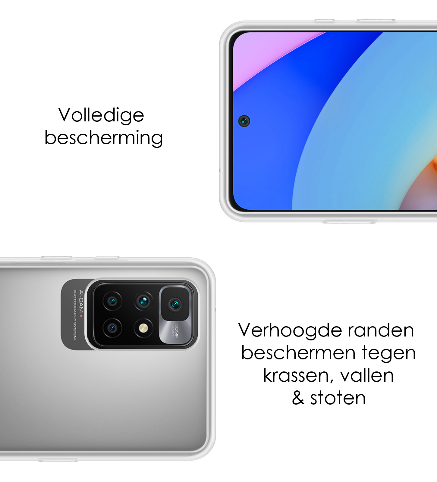 NoXx Hoes Geschikt voor Xiaomi Redmi 10 2022 Hoesje Cover Siliconen Back Case Hoes Met Screenprotector - Transparant
