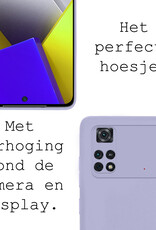 BASEY. Hoes Geschikt voor Poco M4 Pro 4G Hoesje Siliconen Back Cover Case Met 2x Screenprotector - Hoesje Geschikt voor Xiaomi Poco M4 Pro 4G Hoes Cover Hoesje - Lila