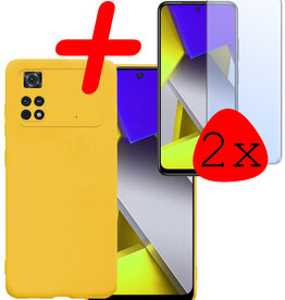 BASEY. BASEY. Xiaomi Poco M4 Pro 4G Hoesje Siliconen Met 2x Screenprotector - Geel