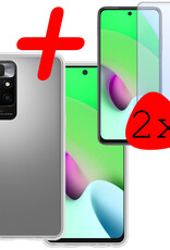 BASEY. Hoes Geschikt voor Xiaomi Redmi 10 2022 Hoesje Siliconen Back Cover Case Met 2x Screenprotector - Hoesje Geschikt voor Xiaomi Redmi 10 2022 Hoes Cover Hoesje - Transparant