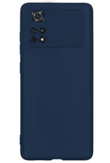 BASEY. Hoes Geschikt voor Poco M4 Pro 4G Hoesje Siliconen Back Cover Case Met 2x Screenprotector - Hoesje Geschikt voor Xiaomi Poco M4 Pro 4G Hoes Cover Hoesje - Donkerblauw