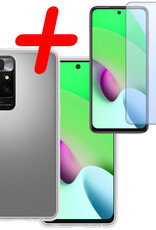 BASEY. Hoes Geschikt voor Xiaomi Redmi 10 2022 Hoesje Siliconen Back Cover Case Met Screenprotector - Hoesje Geschikt voor Xiaomi Redmi 10 2022 Hoes Cover Hoesje - Transparant