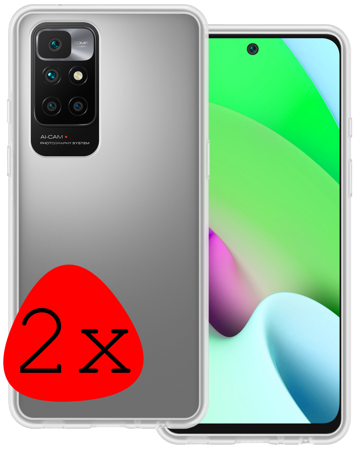 BASEY. Hoes Geschikt voor Xiaomi Redmi 10 2022 Hoesje Siliconen Back Cover Case - Hoesje Geschikt voor Xiaomi Redmi 10 2022 Hoes Cover Hoesje - Transparant - 2 Stuks