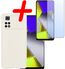 BASEY. BASEY. Xiaomi Poco M4 Pro 4G Hoesje Siliconen Met Screenprotector - Wit