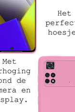 BASEY. Hoes Geschikt voor Poco M4 Pro 4G Hoesje Siliconen Back Cover Case Met Screenprotector - Hoesje Geschikt voor Xiaomi Poco M4 Pro 4G Hoes Cover Hoesje - Lichtroze