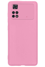 BASEY. Hoes Geschikt voor Poco M4 Pro 4G Hoesje Siliconen Back Cover Case Met Screenprotector - Hoesje Geschikt voor Xiaomi Poco M4 Pro 4G Hoes Cover Hoesje - Lichtroze