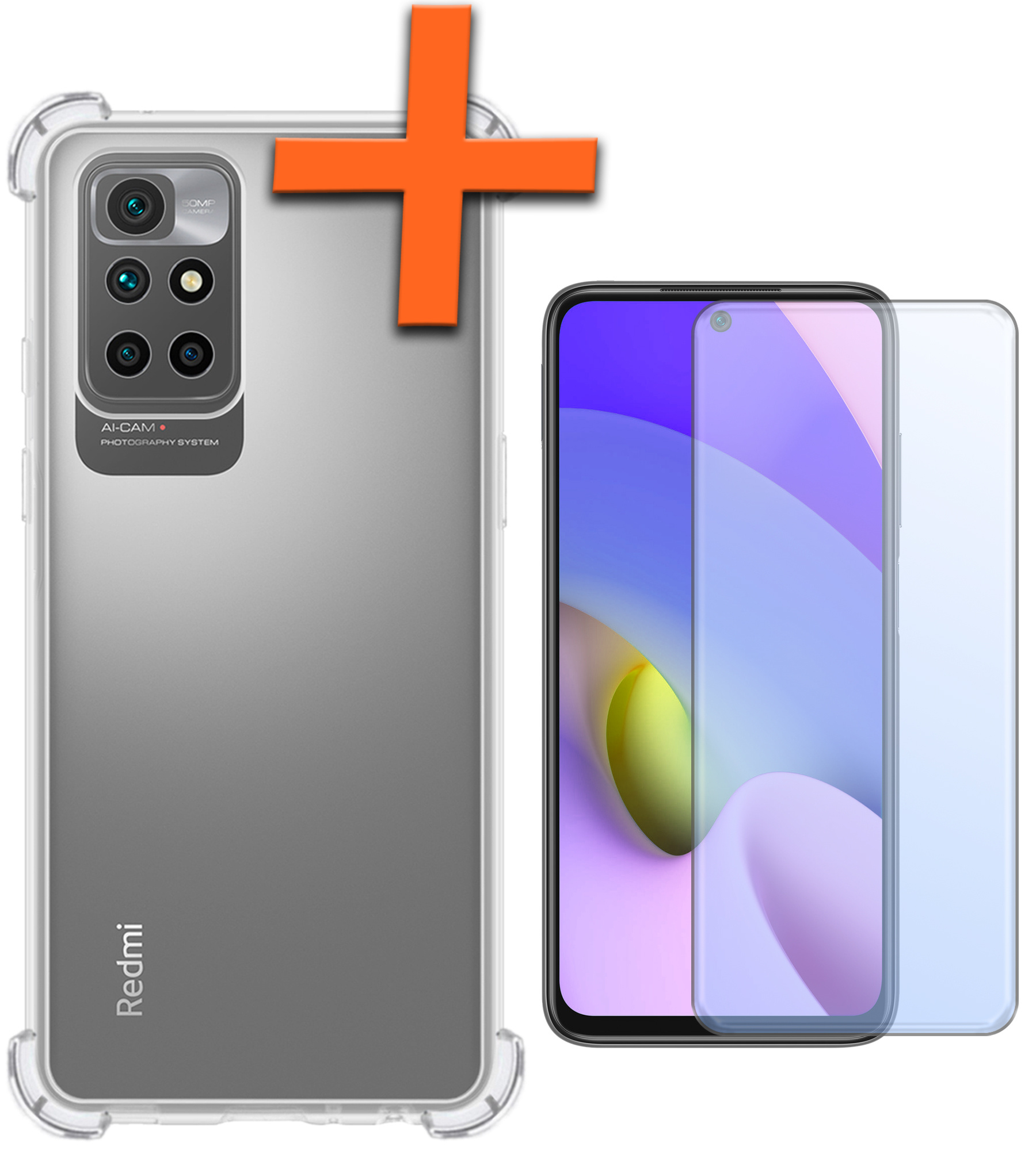 Nomfy Hoesje Geschikt voor Xiaomi Redmi 10 2022 Hoesje Shock Proof Cover Case Shockproof Met Screenprotector - Hoes Geschikt voor Xiaomi Redmi 10 2022 Hoes Siliconen Back Case - Transparant