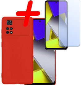 BASEY. BASEY. Xiaomi Poco M4 Pro 4G Hoesje Siliconen Met Screenprotector - Rood