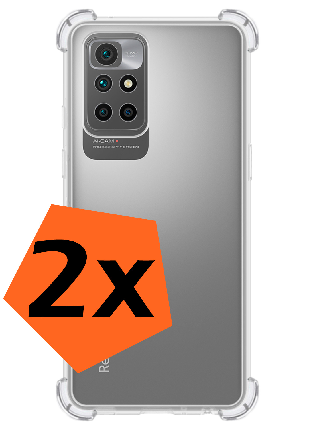 Nomfy Hoesje Geschikt voor Xiaomi Redmi 10 2022 Hoesje Shock Proof Cover Case Shockproof - Hoes Geschikt voor Xiaomi Redmi 10 2022 Hoes Siliconen Back Case - Transparant - 2 PACK