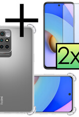 NoXx Hoes Geschikt voor Xiaomi Redmi 10 2022 Hoesje Siliconen Cover Shock Proof Back Case Shockproof Hoes Met 2x Screenprotector - Transparant