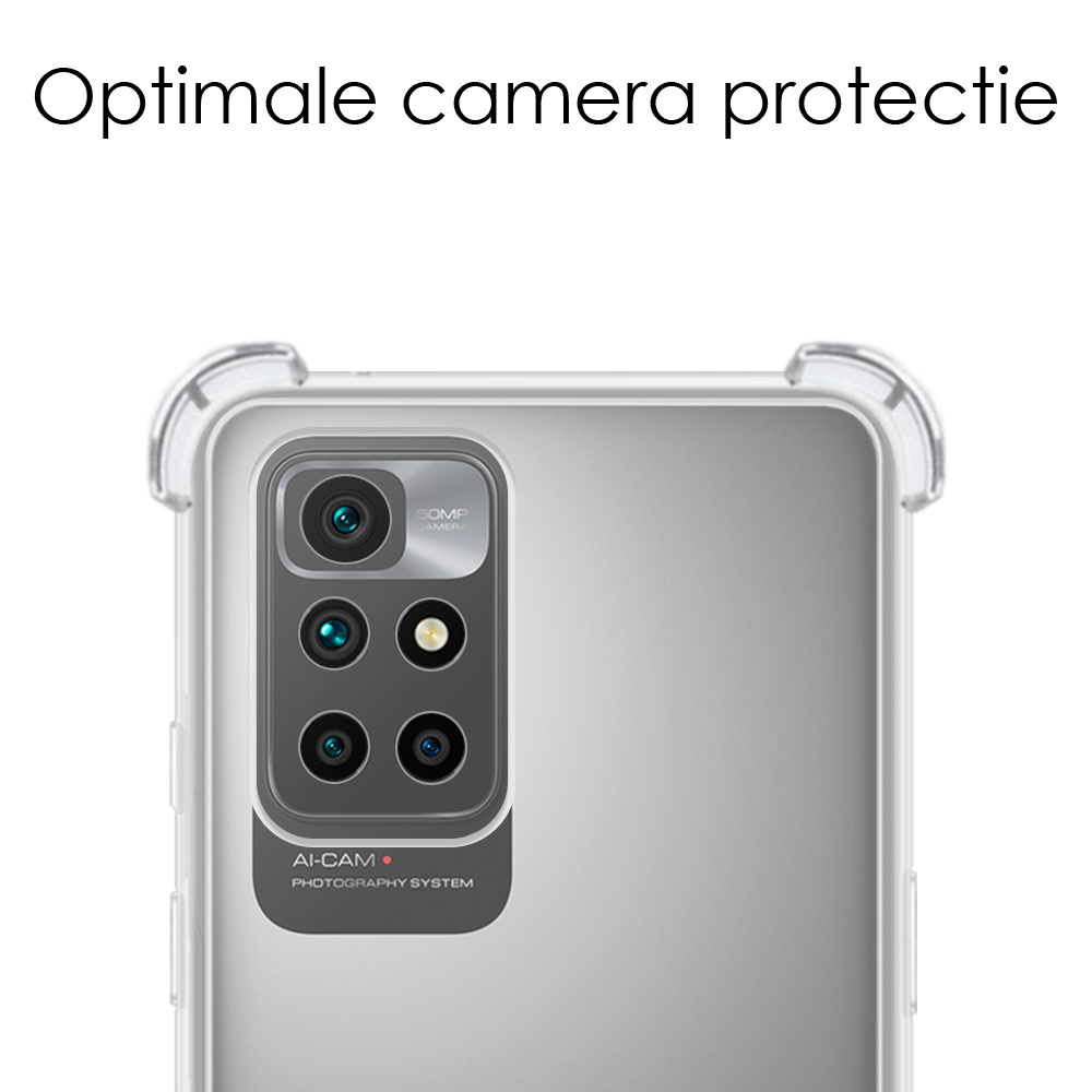 NoXx Hoes Geschikt voor Xiaomi Redmi 10 2022 Hoesje Siliconen Cover Shock Proof Back Case Shockproof Hoes Met Screenprotector - Transparant