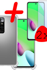 BASEY. Hoes Geschikt voor Xiaomi Redmi 10 2022 Hoesje Shock Proof Case Hoes Siliconen Met 2x Screenprotector - Hoesje Geschikt voor Xiaomi Redmi 10 2022 Hoes Cover Shockproof - Transparant
