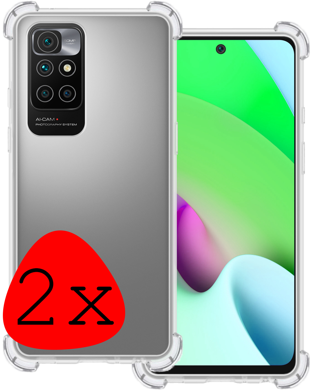 BASEY. Hoes Geschikt voor Xiaomi Redmi 10 2022 Hoesje Shock Proof Case Hoes Siliconen - Hoesje Geschikt voor Xiaomi Redmi 10 2022 Hoes Cover Shockproof - Transparant - 2 Stuks