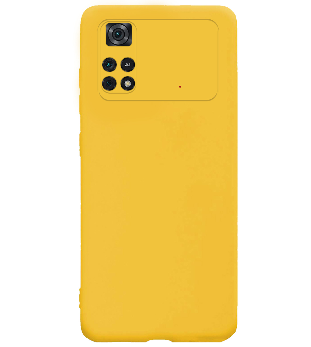 BASEY. Hoes Geschikt voor Poco M4 Pro 4G Hoesje Siliconen Back Cover Case Met Screenprotector - Hoesje Geschikt voor Xiaomi Poco M4 Pro 4G Hoes Cover Hoesje - Geel