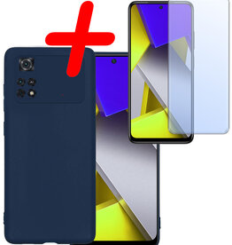 BASEY. BASEY. Xiaomi Poco M4 Pro 4G Hoesje Siliconen Met Screenprotector - Donkerblauw