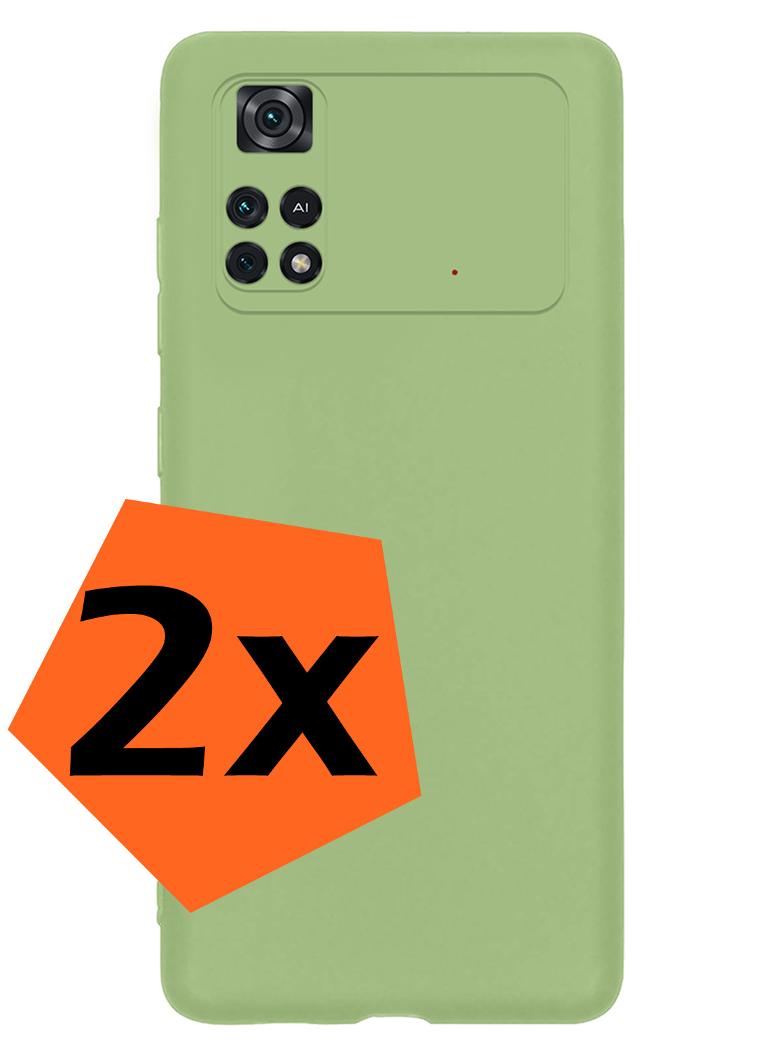 Nomfy Hoesje Geschikt voor Poco M4 Pro 4G Hoesje Siliconen Cover Case - Hoes Geschikt voor Xiaomi Poco M4 Pro 4G Hoes Back Case - 2-PACK - Groen