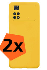 Nomfy Hoesje Geschikt voor Poco M4 Pro 4G Hoesje Siliconen Cover Case - Hoes Geschikt voor Xiaomi Poco M4 Pro 4G Hoes Back Case - 2-PACK - Geel
