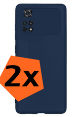 Nomfy Hoesje Geschikt voor Poco M4 Pro 4G Hoesje Siliconen Cover Case - Hoes Geschikt voor Xiaomi Poco M4 Pro 4G Hoes Back Case - 2-PACK - Donkerblauw
