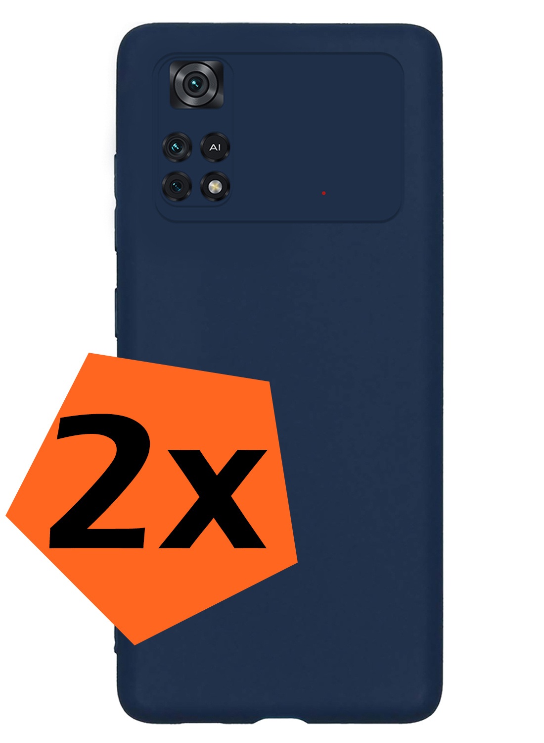 Nomfy Hoesje Geschikt voor Poco M4 Pro 4G Hoesje Siliconen Cover Case - Hoes Geschikt voor Xiaomi Poco M4 Pro 4G Hoes Back Case - 2-PACK - Donkerblauw