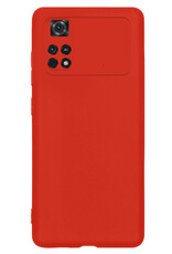 Nomfy Hoesje Geschikt voor Poco M4 Pro 4G Hoesje Siliconen Cover Case - Hoes Geschikt voor Xiaomi Poco M4 Pro 4G Hoes Back Case - Rood