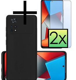 NoXx NoXx Xiaomi Poco M4 Pro 4G Hoesje Siliconen Met 2x Screenprotector - Zwart