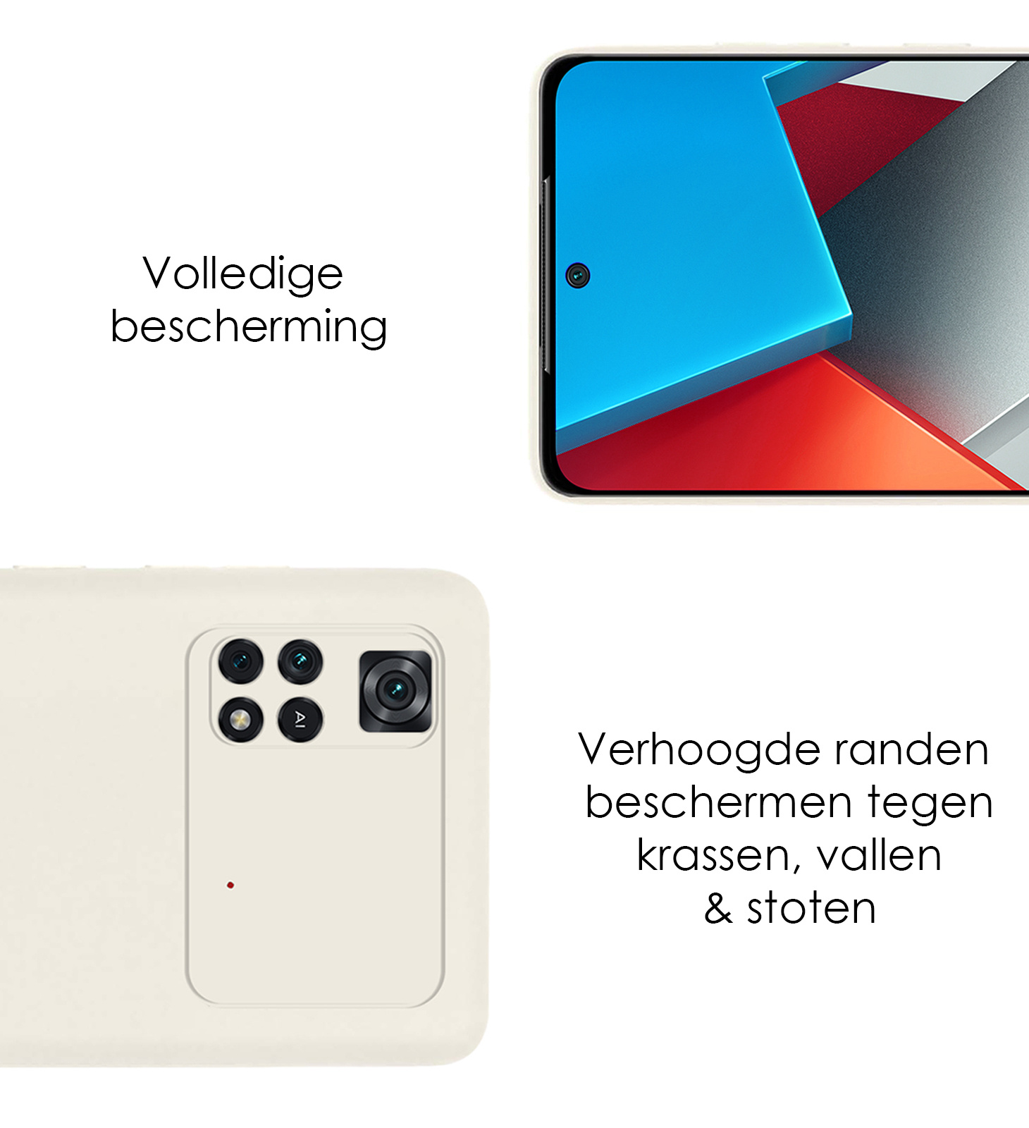 NoXx Xiaomi Poco M4 Pro 4G Hoesje Back Cover Siliconen Case Hoes Met 2x Screenprotector - Wit