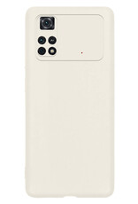 NoXx Xiaomi Poco M4 Pro 4G Hoesje Back Cover Siliconen Case Hoes Met 2x Screenprotector - Wit