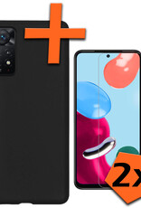 Nomfy Hoesje Geschikt voor Xiaomi Redmi Note 11s Hoesje Siliconen Cover Case Met 2x Screenprotector - Hoes Geschikt voor Xiaomi Redmi Note 11s Hoes Back Case - Zwart