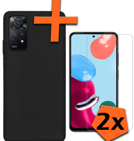 Nomfy Nomfy Xiaomi Redmi Note 11s Hoesje Siliconen Met 2x Screenprotector - Zwart
