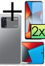 NoXx Xiaomi Poco M4 Pro 4G Hoesje Back Cover Siliconen Case Hoes Met 2x Screenprotector - Transparant