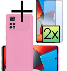 NoXx NoXx Xiaomi Poco M4 Pro 4G Hoesje Siliconen Met 2x Screenprotector - Lichtroze