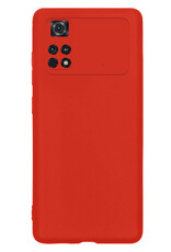 NoXx Xiaomi Poco M4 Pro 4G Hoesje Back Cover Siliconen Case Hoes Met 2x Screenprotector - Rood