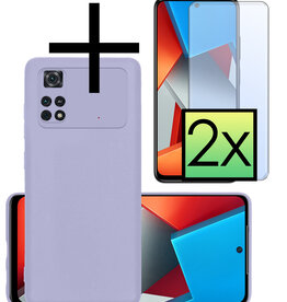 NoXx NoXx Xiaomi Poco M4 Pro 4G Hoesje Siliconen Met 2x Screenprotector - Lila
