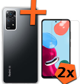 Nomfy Nomfy Xiaomi Redmi Note 11s Hoesje Siliconen Met 2x Screenprotector - Transparant