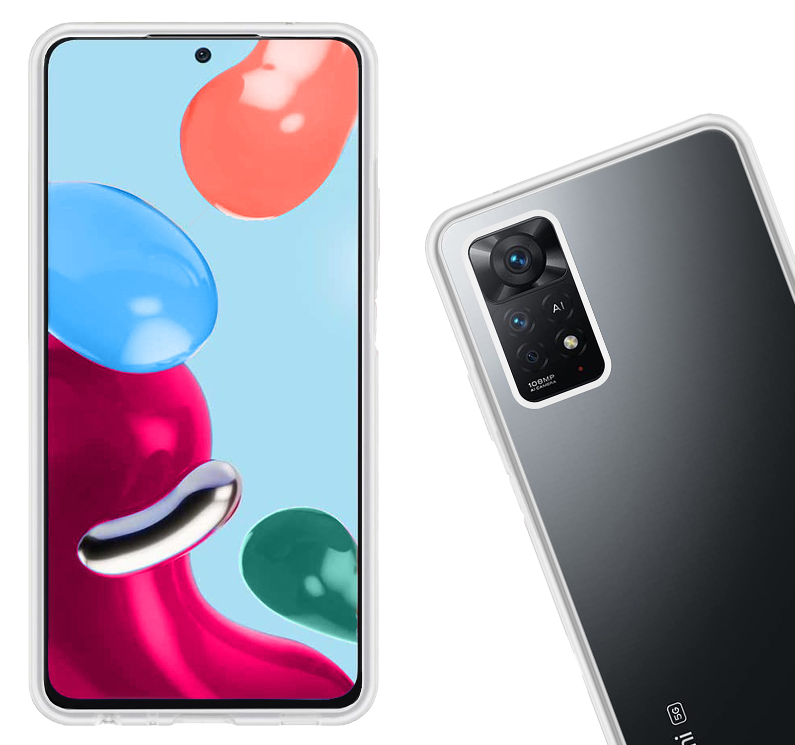 Nomfy Hoesje Geschikt voor Xiaomi Redmi Note 11s Hoesje Siliconen Cover Case Met 2x Screenprotector - Hoes Geschikt voor Xiaomi Redmi Note 11s Hoes Back Case - Transparant