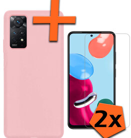 Nomfy Nomfy Xiaomi Redmi Note 11s Hoesje Siliconen Met 2x Screenprotector - Lichtroze