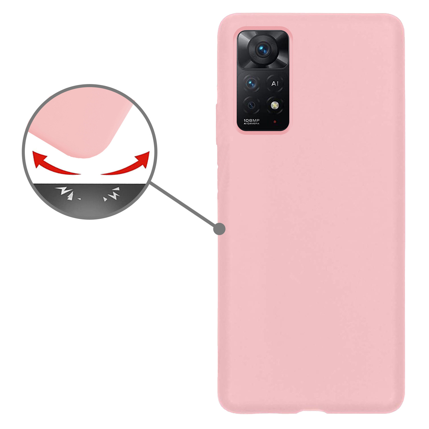 Nomfy Hoesje Geschikt voor Xiaomi Redmi Note 11s Hoesje Siliconen Cover Case Met 2x Screenprotector - Hoes Geschikt voor Xiaomi Redmi Note 11s Hoes Back Case - Lichtroze