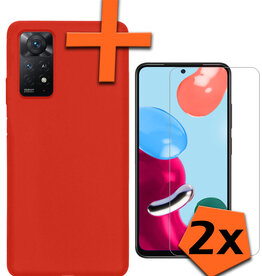 Nomfy Nomfy Xiaomi Redmi Note 11s Hoesje Siliconen Met 2x Screenprotector - Rood