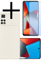 NoXx Xiaomi Poco M4 Pro 4G Hoesje Back Cover Siliconen Case Hoes Met Screenprotector - Wit