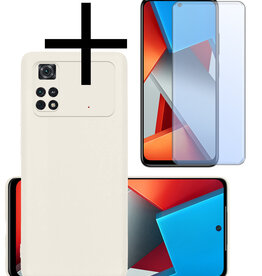 NoXx NoXx Xiaomi Poco M4 Pro 4G Hoesje Siliconen Met Screenprotector - Wit