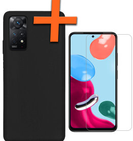 Nomfy Nomfy Xiaomi Redmi Note 11s Hoesje Siliconen Met Screenprotector - Zwart