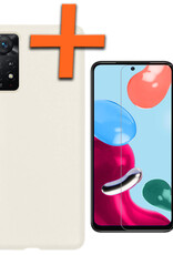 Nomfy Hoesje Geschikt voor Xiaomi Redmi Note 11s Hoesje Siliconen Cover Case Met Screenprotector - Hoes Geschikt voor Xiaomi Redmi Note 11s Hoes Back Case - Wit