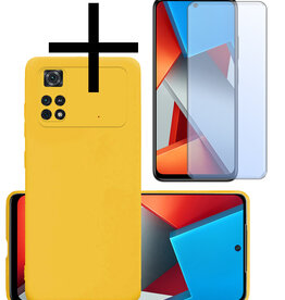 NoXx NoXx Xiaomi Poco M4 Pro 4G Hoesje Siliconen Met Screenprotector - Geel