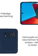 NoXx Xiaomi Poco M4 Pro 4G Hoesje Back Cover Siliconen Case Hoes Met Screenprotector - Donker Blauw