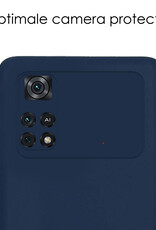 NoXx Xiaomi Poco M4 Pro 4G Hoesje Back Cover Siliconen Case Hoes Met Screenprotector - Donker Blauw