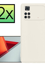 NoXx Xiaomi Poco M4 Pro 4G Hoesje Back Cover Siliconen Case Hoes - Wit - 2x