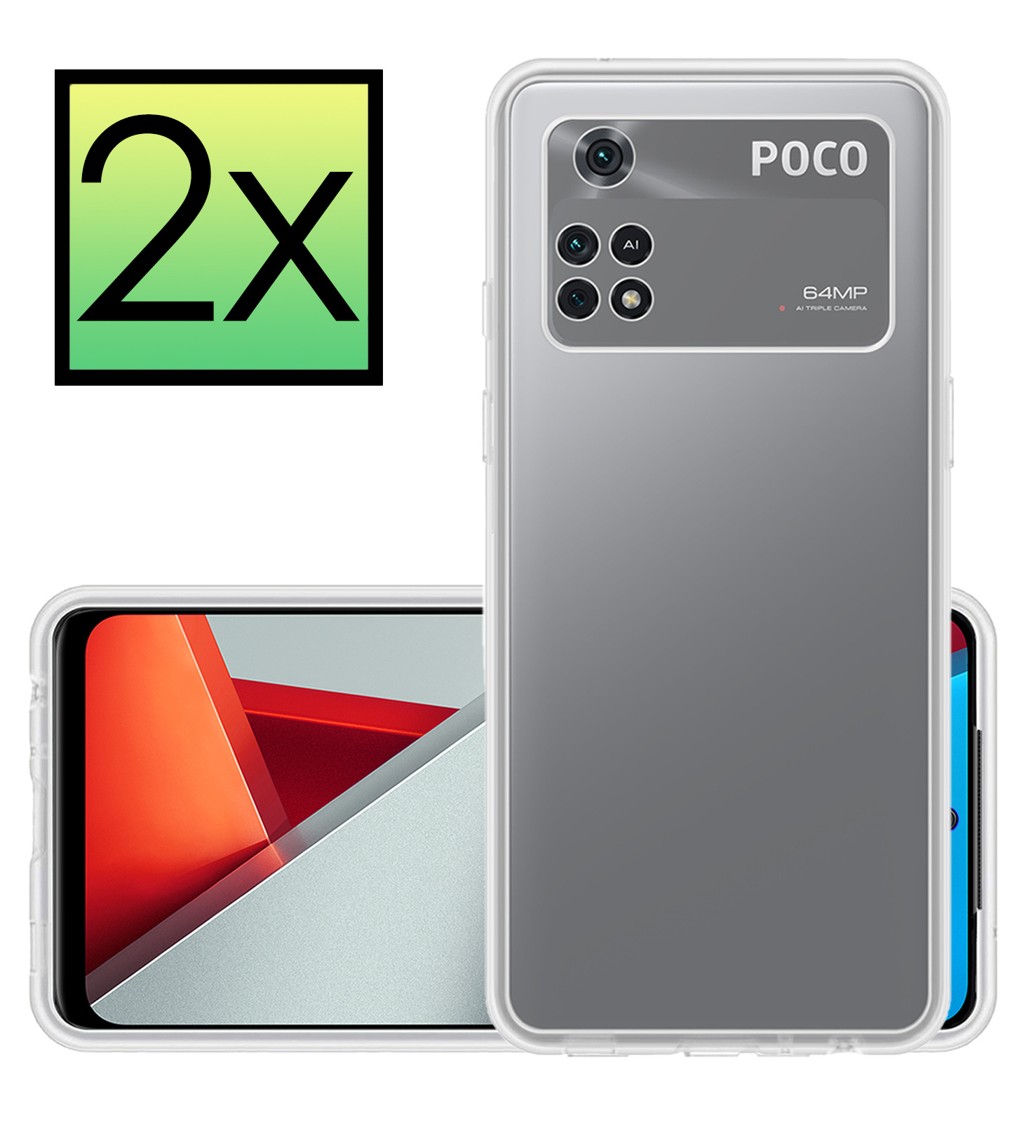 NoXx Xiaomi Poco M4 Pro 4G Hoesje Back Cover Siliconen Case Hoes - Transparant - 2x