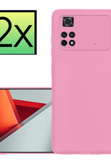 NoXx Xiaomi Poco M4 Pro 4G Hoesje Back Cover Siliconen Case Hoes - Licht Roze - 2x